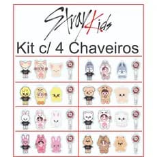 Stray Kids Kit 4 Chaveiros em Acrílico de 1 Ídolo 6cm