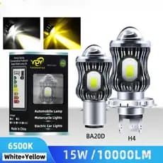 100000lm H4 LED Moto BA20D Lâmpadas Para Faróis De Motocicletas csp Lentes Brancas Amarelas Oi lo Lâmpada scooter Acessórios