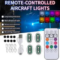 7 Cores Luzes Estroboscópicas Remotas RGB LED Aircraft De Motocicleta Posição Flash De Avião Sem Fio Helicóptero Advertência