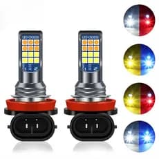 1 Peça 24LED Dual Color H11 Lâmpada De Nevoeiro LED Para Carro H3 H7 H8 H9 H11 Super Brilhante Luz 9005 9006 Branco Amarelo Lima Azul