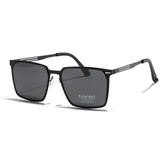 Óculos de sol polarizados quadrados de aço inoxidável, luz fina, óculos de motorista masculinos, moda europeia e america