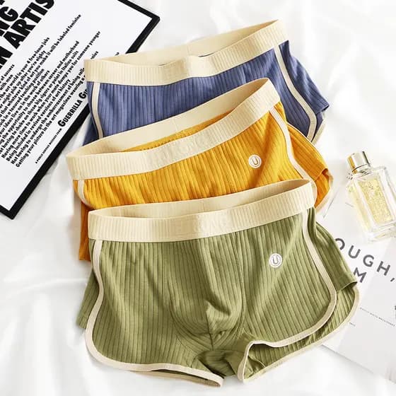 Moda novo estilo listrado fino-ajuste pele-amigável roupa interior masculina multicolorido atacado juventude meados de cintura esportes respirável Boxer C6336