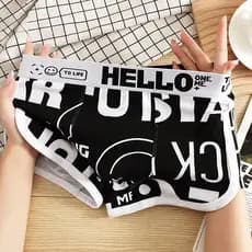 Novo estilo roupa interior masculina impresso Boxer Briefs Boxer Briefs fino-ajuste respirável tamanho grande Boxer Brie