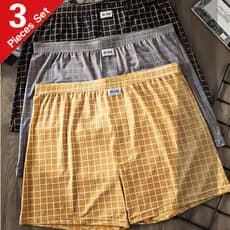 3 pçs-Casual impresso gelo seda masculina roupa interior fina atacado meados de cintura masculina tamanho grande solto r