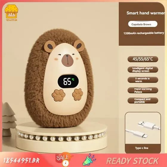 [18544951 . br] Aquecedor Elétrico De Bolsos Mini De Mãos USB Recarregável Inteligente Digital Portátil Para Viagens Ao