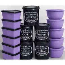 Kit Potes Bowl Plástico com Tampa + Mantimentos Organização Cozinha e Marmita 5 Unidades