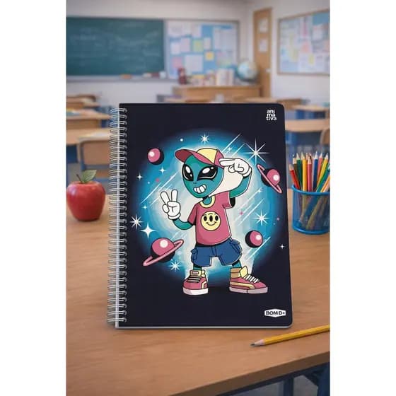 Caderno Alien 20 Matérias Caderno Alienígena Caderno Capa Dura 20 matérias 320 folhas