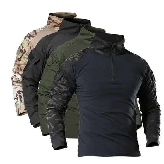Camiseta Masculina Manga Comprida Camuflagem Para Caminhada Trabalho Camo
