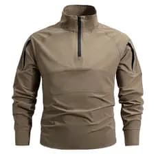 Camisa De Trabalho De Verão Masculina 1/4 Zíper Manga Longa Pesca Ao Ar Livre Caminhadas Casual Pulôver Resistente Desga