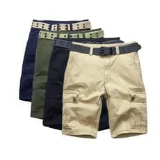 Shorts Cargo De Verão Masculino Ao Ar Livre Solto Casual Multi-Bolso Cor Sólida Tamanho Grande