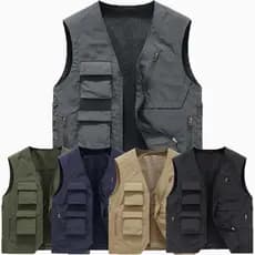 Colete Masculino De Secagem Rápida Para Pesca , Acampamento , Vários Bolsos , Cor Sólida , Tamanho Grande , Ferramentas