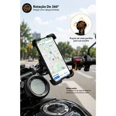 Suporte para Celular Moto e Bicicleta com Trava Automática e Rotação 360°