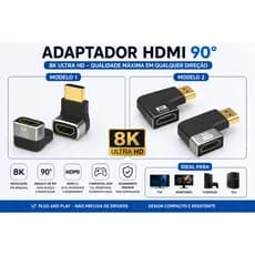 Adaptador HDMI 2.1 8K em L Macho x Fêmea 90°  8K@60Hz| 4K@120Hz  HDR Alta Velocidade