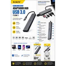 Adaptador Hub Usb C  HDMI 7x1 Usb 3.0  Tipo C leitor de Cartão  compativel Macbook