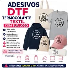 Kit 50 Adesivo DTF Termocolante Têxtil para Lembrancinhas/Brindes Tecido Personalizado LEIA A DESCRIÇÃO