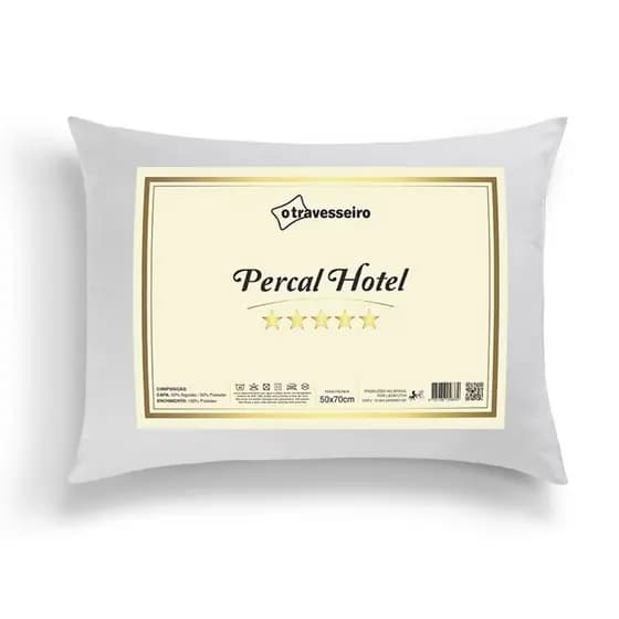 Travesseiro Luxo Percal Hotel 100% Fibra Siliconada Toque macio Lavável Antialergico