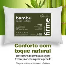 Kit 2 Travesseiros Firme Fibra de Bambu 50x70cm 100% Fibra Siliconada antialérgico Toque Macio Lavável