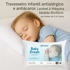 Travesseiro de Bebê  Antialérgico 30x40 Infantil Hipoalergênico  Lavável a Maquina  - Baby Dream