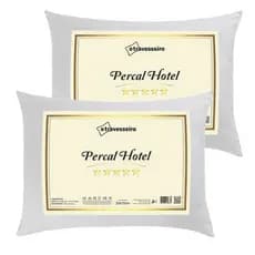 Kit 2 Travesseiro Luxo Percal Hotel 100% Fibra Siliconada Toque macio Lavável