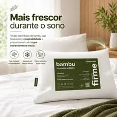 Travesseiro Antialérgico Firme Fibra de Bambu 50x70cm 100% Fibra Siliconada Toque Macio Lavavel