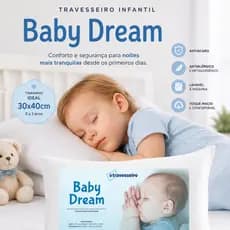 Travesseiro Bebê Antialergico 30x40  Para bebe de 0 á 2 anos Hipoalergênico Branco  Lavável á Maquina - Baby Dream