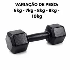 Halter Sextavado Pintado Unid 6 a 10 kg One Life Sports Treino em Casa Musculação Funcional Peso