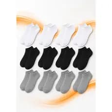 Kit 12 Pares Meias Socket Cano Baixo Unissex 35 ao 40 Branco Preto Cinza