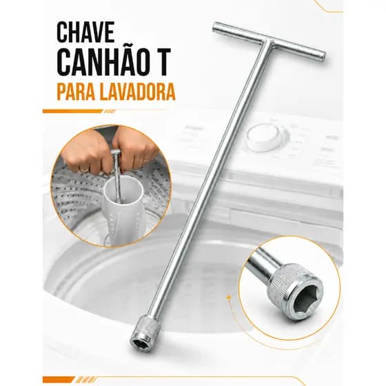 Chave T 10mm Longa 62cm Máquina de Lavar Roupas Agitador Modelo Universal