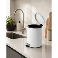 Lixeira Branca 3 Litros Matte Moderna Pia Cozinha Banheiro Pedal Cesto Interno Reforçado