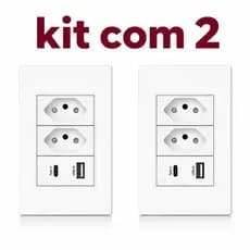 Kit 2 Interruptor Paralelo Tomada 20a Usb C Parede Embutir Tomada Usb 4x2 Carregue Sem Adaptadores Instalação Prática