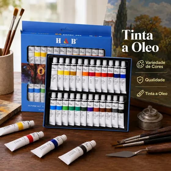 KIT 24 TINTAS ÓLEO PINTURA TELA BISNAGA 12ML ARTE ARTISTA