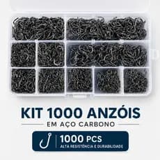 KIT 1000 ANZOIS ANZOL AÇO CARBONO PESCA PESCARIA 03 A 12