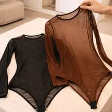 Body Tule Feminino Manga Longa