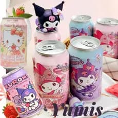 Bebida Hello Kitty e Kuromi com pedacos de gelatina dentro  Jelly Boba - Red Sakura - Importado