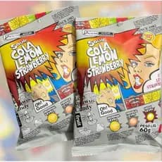 Pacote de Bala super Azeda e Ácida Super Lemon, Morango e Cola - Importada Japão