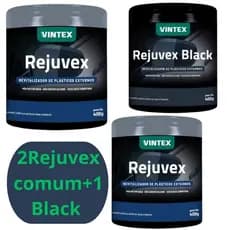 kit Vonixx 2 Rejuvex Comum 400g  + 1 Rejuvex Black Renovador Revitalizador Plastico Externo Vintex