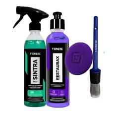 Vonixx  Produtos Limpar e Hidratar Painel Plasticos Borrachas Sintra Fast Restaurax Pincel Aplicador