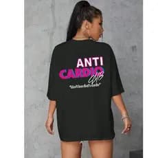 Camiseta Feminina Casual Streetwaer Algodão Anti Cardio