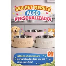 Comedouro Personalizado para Pets com Nome | Tigela Premium Cães e Gatos Com ou  Sem a Base,