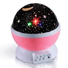Luminária Abajur Gira Projetor Estrelas Led Starry Night Rgb + Pilhas