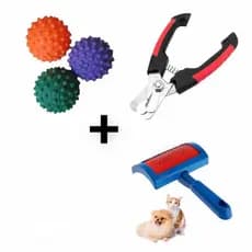 Kit Pet 3 Bolinhas Cravo + Escova Tira Pelos + Alicate Promoção