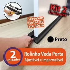 Kit 2 Veda Porta Rolinho Ajustável Protetor Impermeável Vedação Porta Duplo Não Entra Bicho Vento Pó