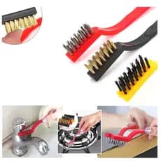 Kit 3 Escovas Limpeza Pesada Peças Ferrugem Aço Latão Nylon