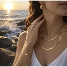Colar longo Fita Laminado Banhado a ouro 18k,10 Milésimos unissex.