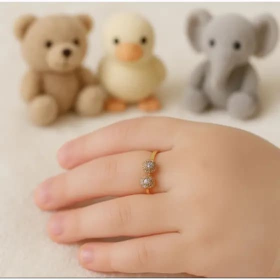 Anel infantil com Zircônia,moda infantil Menina acessórios fofo e delicado .