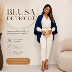 Casaco Casulo Plus Size Tricot Elegante Tamanho 40-48