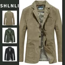 Blazers Casuais Americanos Masculinos Para Outono Inverno Grandes Jaquetas Comerciais De Botão De Cor Sólida