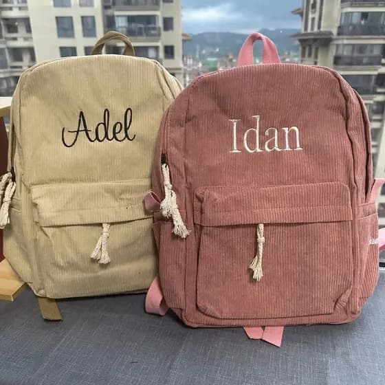 Mochila Personalizada Com Nome Bordado , Mochilas De Veludo De Volta Às Aulas , Escolar Para Crianças , Faculdade , Cria