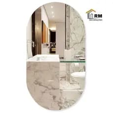 Espelho Oval 60x40 Para Banheiro Vidro Lapidado Premium Design Moderno Envio Imediato