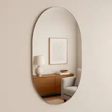 Espelho Oval Decorativo 80x50 cm Vidro Lapidado Sem Moldura para Banheiro Parede